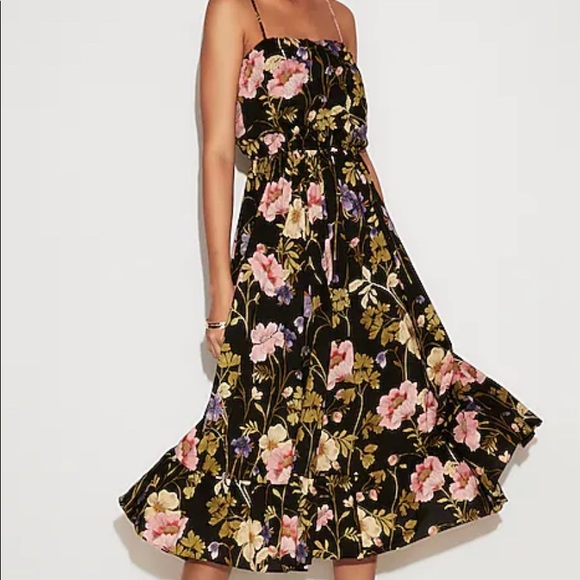 Floral Waist Crinkle Midi Dress - Picture 3 of 3